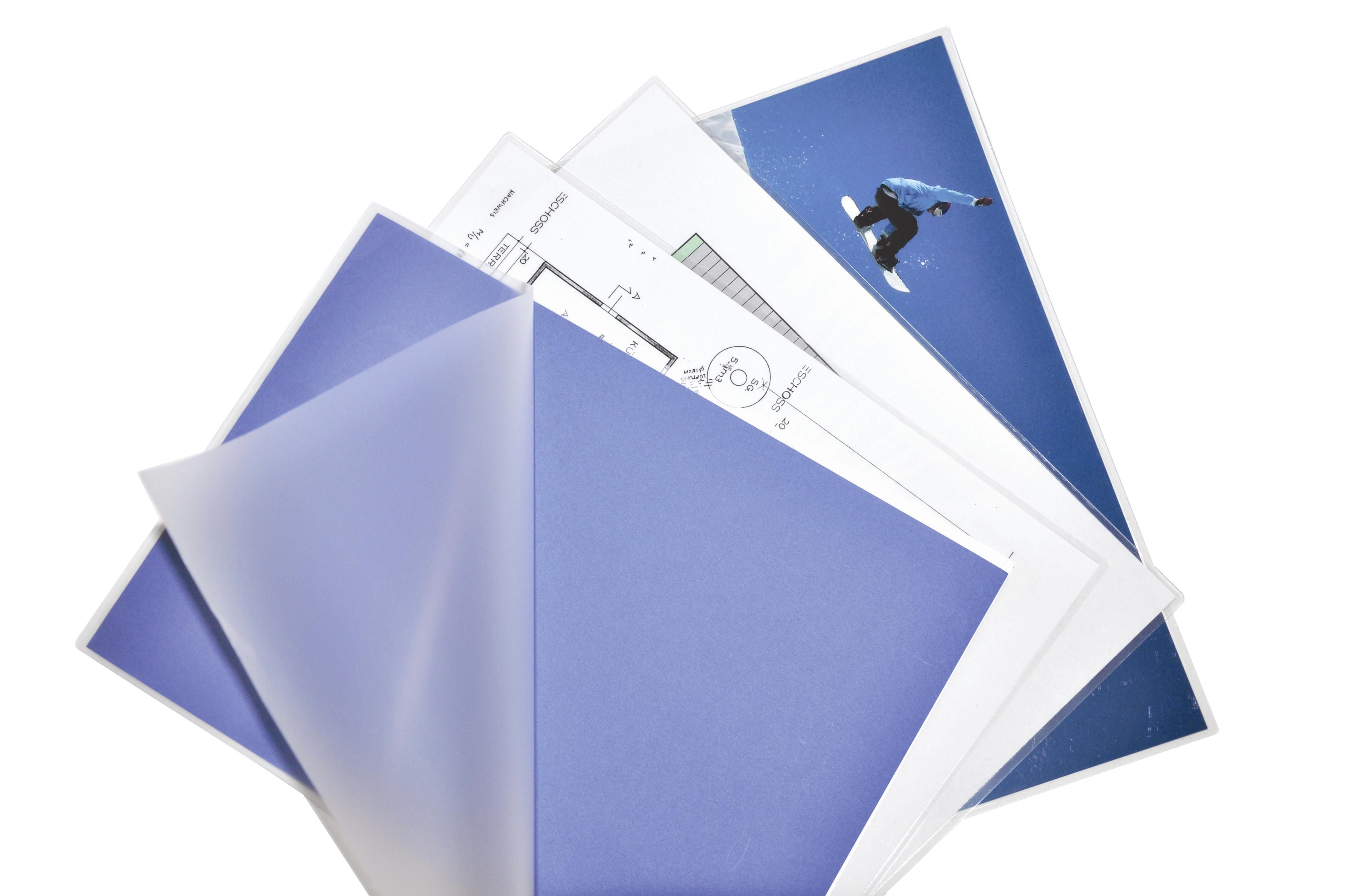 Pouches glossy, 2 x 75 mic, sticky back Laminating pouches